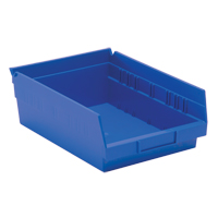 Shelf Bins, 8-3/8" W x 4" H x 11-5/8" D, Blue, 30 lbs. Capacity We Share Industrial Supply