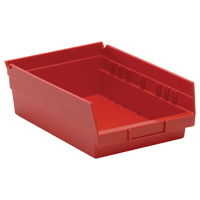 Shelf Bins, 8-3/8" W x 4" H x 11-5/8" D, Red, 30 lbs. Capacity We Share Industrial Supply