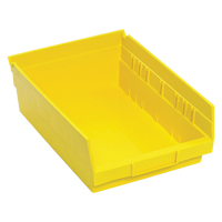 Shelf Bins, 8-3/8" W x 4" H x 11-5/8" D, Yellow, 30 lbs. Capacity We Share Industrial Supply