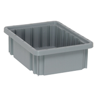 Divider Box&reg; Containers, Plastic, 10.9" W x 8.3" D x 3.5" H, Grey We Share Industrial Supply