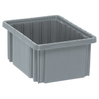 Divider Box&reg; Containers, Plastic, 10.9" W x 8.3" D x 5" H, Grey We Share Industrial Supply