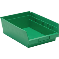 Shelf Bins, 8-3/8" W x 4" H x 11-5/8" D, Green, 30 lbs. Capacity We Share Industrial Supply