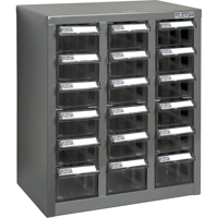 Casiers pour pi&egrave;ces KPC-600, Acier galvanis&eacute;, 18 tiroirs, 13-9/10" x 8-7/10" x 16-3/10", Gris We Share Industrial Supply