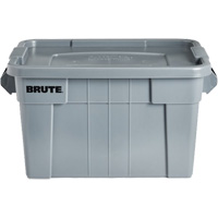 Bac de stockage Brute avec couvercle, 27,88” p x 17,38” la x 15,13” h, Capacit&eacute; 160 lb, Gris We Share Industrial Supply