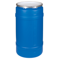 Barils en poly&eacute;thyl&egrave;ne, 30 gal. US (25 gal. imp.), Dessus ouvert, Bleu We Share Industrial Supply