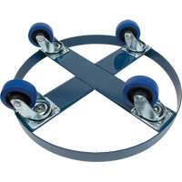 Drum Dolly, Steel, 1400 lbs. Capacity, 24" Diameter, Blue Elastic Casters We Share Industrial Supply
