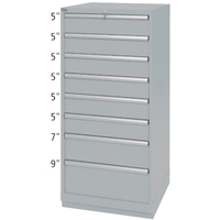 Armoires de rangement avec tiroirs, 8 tiroirs, 28-1/4" la x 28-1/2" p x 59-1/2" h, Gris We Share Industrial Supply