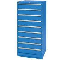 Armoires de rangement avec tiroirs, 9 tiroirs, 28-1/4" la x 28-1/2" p x 59-1/2" h, Bleu brillant We Share Industrial Supply