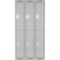 Clean Line Lockers, 2 -tier, Bank of 3, 36" x 18" x 72", Steel, Grey, Rivet (Assembled) We Share Industrial Supply