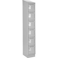 Clean Line Lockerette, 6 -tier, 12" x 18" x 82", Steel, Grey, Rivet (Assembled) We Share Industrial Supply