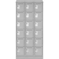 Clean Line Lockerette, 6 -tier, Bank of 3, 36" x 18" x 82", Steel, Grey, Rivet (Assembled) We Share Industrial Supply