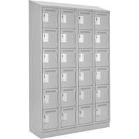 Clean Line Lockerette, 6 -tier, Bank of 4, 48" x 18" x 82", Steel, Grey, Rivet (Assembled) We Share Industrial Supply