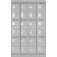 Clean Line Lockerette, 6 -tier, Bank of 4, 48" x 18" x 82", Steel, Grey, Rivet (Assembled) We Share Industrial Supply