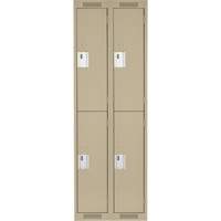 Clean Line Lockers, 2 -tier, Bank of 2, 24" x 18" x 72", Steel, Beige, Rivet (Assembled) We Share Industrial Supply