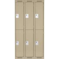 Clean Line Lockers, 2 -tier, Bank of 3, 36" x 18" x 72", Steel, Beige, Rivet (Assembled) We Share Industrial Supply