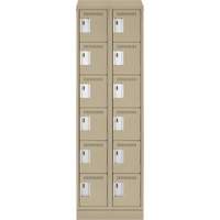 Clean Line Lockerette , 6 -tier, Bank of 2, 24" x 18" x 82", Steel, Beige, Rivet (Assembled) We Share Industrial Supply