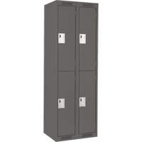 Clean Line Lockers, 2 -tier, Bank of 2, 24" x 18" x 72", Steel, Charcoal, Rivet (Assembled) We Share Industrial Supply