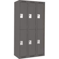 Clean Line Lockers, 2 -tier, Bank of 3, 36" x 18" x 72", Steel, Charcoal, Rivet (Assembled) We Share Industrial Supply