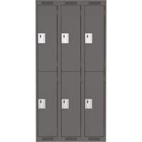 Clean Line Lockers, 2 -tier, Bank of 3, 36" x 18" x 72", Steel, Charcoal, Rivet (Assembled) We Share Industrial Supply