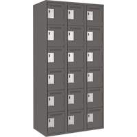 Clean Line Lockerette, 6 -tier, Bank of 3, 36" x 18" x 72", Steel, Charcoal, Rivet (Assembled) We Share Industrial Supply