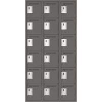Clean Line Lockerette, 6 -tier, Bank of 3, 36" x 18" x 72", Steel, Charcoal, Rivet (Assembled) We Share Industrial Supply