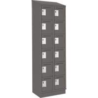 Clean Line Lockerette, 6 -tier, Bank of 2, 24" x 18" x 82", Steel, Charcoal, Rivet (Assembled) We Share Industrial Supply