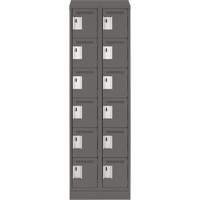 Clean Line Lockerette, 6 -tier, Bank of 2, 24" x 18" x 82", Steel, Charcoal, Rivet (Assembled) We Share Industrial Supply