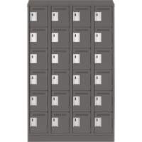 Clean Line Lockerette, 6 -tier, Bank of 4, 48" x 18" x 82", Steel, Charcoal, Rivet (Assembled) We Share Industrial Supply