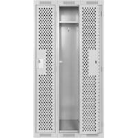 Clean Line Lockers, Bank of 3, 36" x 12" x 72", Steel, Grey, Rivet (Assembled), Perforated We Share Industrial Supply