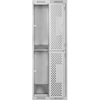 Clean Line Lockers, 2 -tier, Bank of 2, 24" x 12" x 72", Steel, Grey, Rivet (Assembled), Perforated We Share Industrial Supply