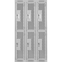 Casiers Clean Line, 2 niveaux, Bloc de 3, 36" x 15" x 72", Acier, Gris, Rivet (assembl&eacute;), Perfor&eacute; We Share Industrial Supply