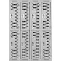 Clean Line Lockers, 2 -tier, Bank of 4, 48" x 15" x 72", Steel, Grey, Rivet (Assembled), Perforated We Share Industrial Supply
