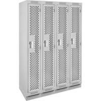 Clean Line Lockers, Bank of 4, 48" x 15" x 76", Steel, Grey, Rivet (Assembled), Perforated We Share Industrial Supply