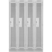 Clean Line Lockers, Bank of 4, 48" x 15" x 76", Steel, Grey, Rivet (Assembled), Perforated We Share Industrial Supply