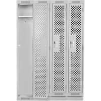 Clean Line Lockers, Bank of 4, 48" x 15" x 76", Steel, Grey, Rivet (Assembled), Perforated We Share Industrial Supply