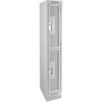 Clean Line Lockers, 2 -tier, 12" x 18" x 76", Steel, Grey, Rivet (Assembled), Perforated We Share Industrial Supply