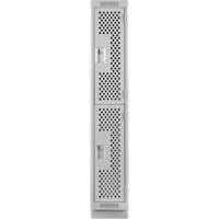 Clean Line Lockers, 2 -tier, 12" x 18" x 76", Steel, Grey, Rivet (Assembled), Perforated We Share Industrial Supply
