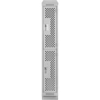 Clean Line Lockers, 2 -tier, 12" x 12" x 82", Steel, Grey, Rivet (Assembled), Perforated We Share Industrial Supply