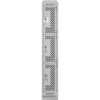 Clean Line Lockers, 3 -tier, 12" x 15" x 82", Steel, Grey, Rivet (Assembled), Perforated We Share Industrial Supply