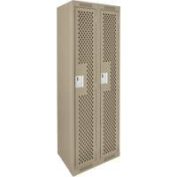 Clean Line Lockers, Bank of 2, 24" x 12" x 72", Steel, Beige, Rivet (Assembled), Perforated We Share Industrial Supply