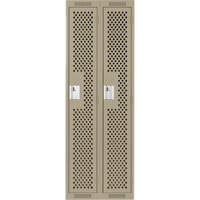 Clean Line Lockers, Bank of 2, 24" x 12" x 72", Steel, Beige, Rivet (Assembled), Perforated We Share Industrial Supply