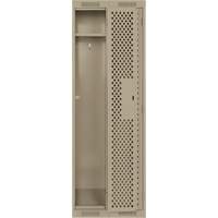 Clean Line Lockers, Bank of 2, 24" x 12" x 72", Steel, Beige, Rivet (Assembled), Perforated We Share Industrial Supply