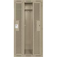 Clean Line Lockers, Bank of 3, 36" x 12" x 72", Steel, Beige, Rivet (Assembled), Perforated We Share Industrial Supply