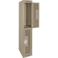 Casiers Clean Line, 2 niveaux, 12" x 15" x 72", Acier, Beige, Rivet (assembl&eacute;), Perfor&eacute; We Share Industrial Supply