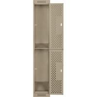 Casiers Clean Line, 2 niveaux, 12" x 15" x 72", Acier, Beige, Rivet (assembl&eacute;), Perfor&eacute; We Share Industrial Supply
