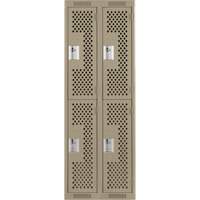 Clean Line Lockers, 2 -tier, Bank of 2, 24" x 12" x 72", Steel, Beige, Rivet (Assembled), Perforated We Share Industrial Supply