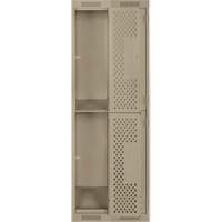 Clean Line Lockers, 2 -tier, Bank of 2, 24" x 12" x 72", Steel, Beige, Rivet (Assembled), Perforated We Share Industrial Supply