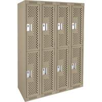 Casiers Clean Line, 2 niveaux, Bloc de 4, 48" x 15" x 72", Acier, Beige, Rivet (assembl&eacute;), Perfor&eacute; We Share Industrial Supply