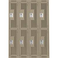 Casiers Clean Line, 2 niveaux, Bloc de 4, 48" x 15" x 72", Acier, Beige, Rivet (assembl&eacute;), Perfor&eacute; We Share Industrial Supply
