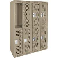 Casiers Clean Line, 2 niveaux, Bloc de 4, 48" x 15" x 72", Acier, Beige, Rivet (assembl&eacute;), Perfor&eacute; We Share Industrial Supply